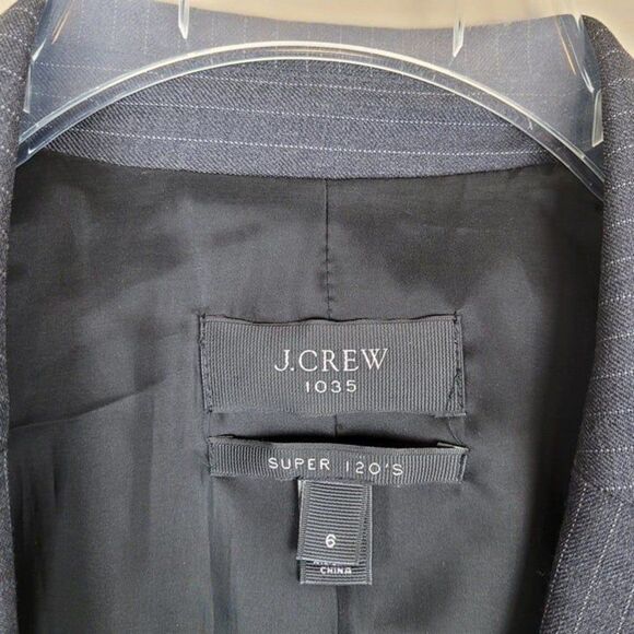 J. Crew Size 6 1035 Super 120's Wool Blazer Pinstripe Gray - Picture 12 of 12